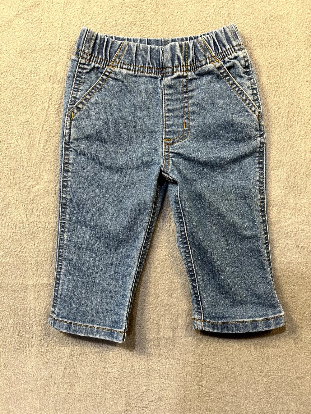 Carhartt Baby Boys 9 Months Medium Wash Denim Elastic Waist Pull On Jeans 9M